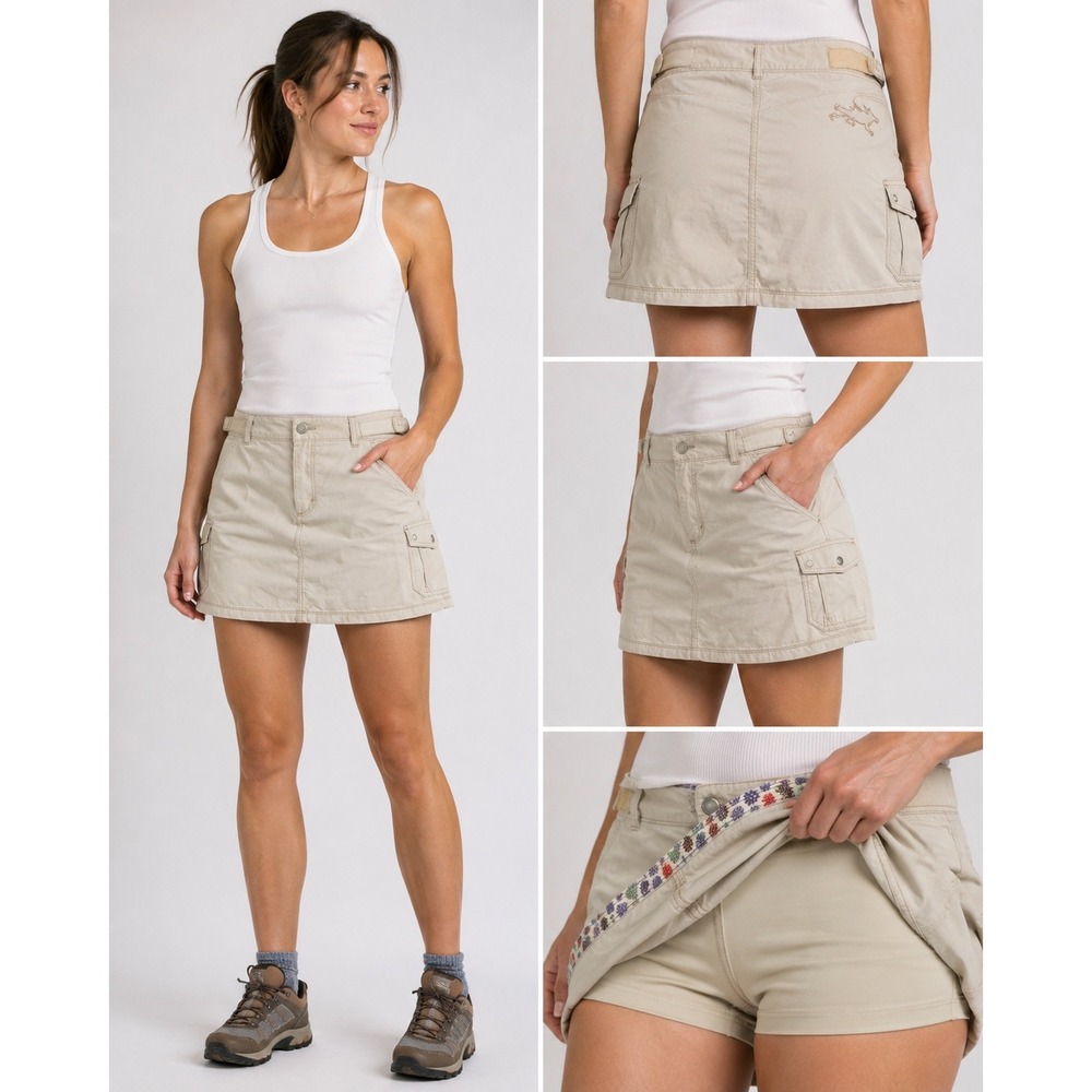 Horny Toad Womens Tan Khaki Cotton Nylon Cargo Skort Hiking Outdoor Size 4